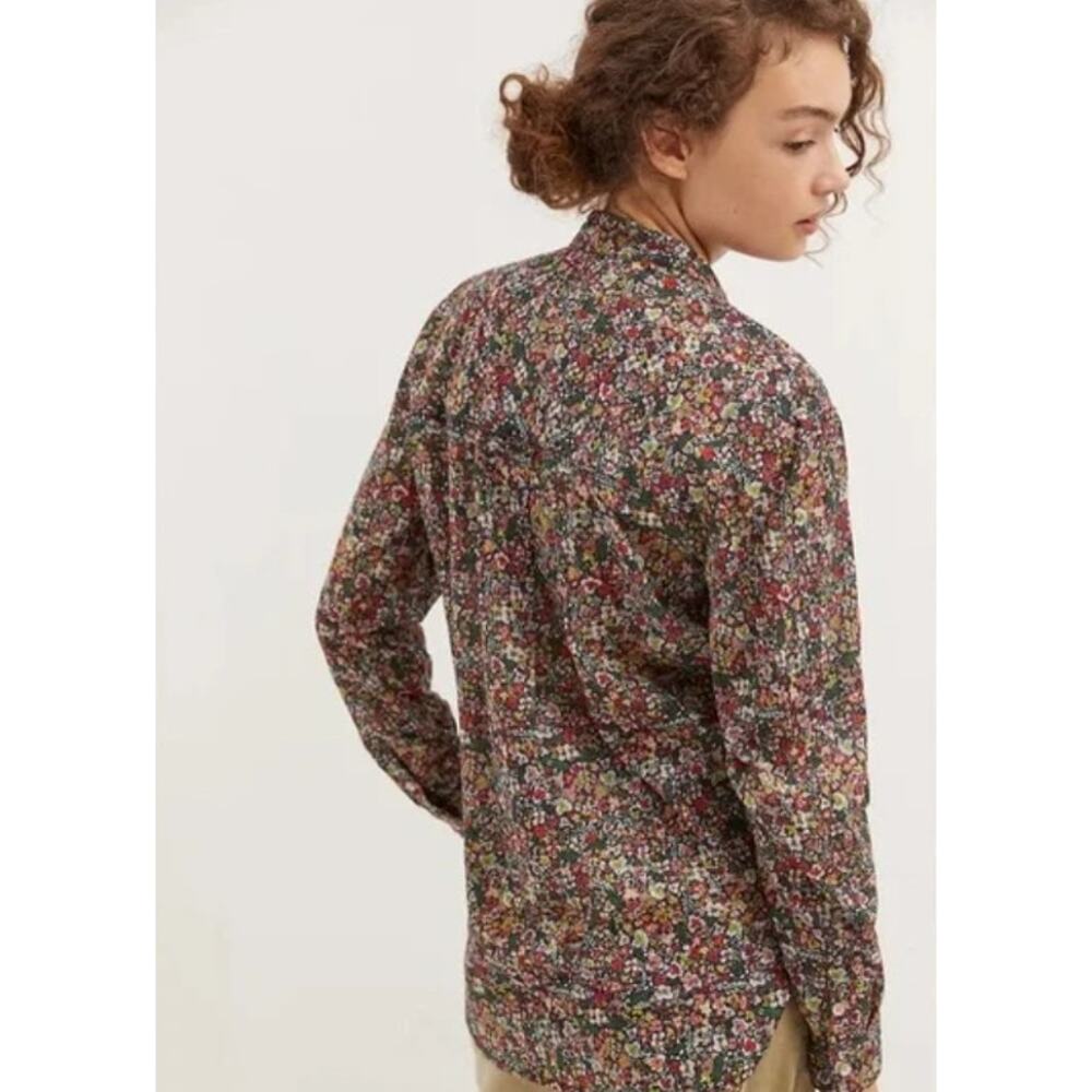 Pilcro Floral Print Ruffled Front Button Up Blouse, Size S - Picture 2 of 10